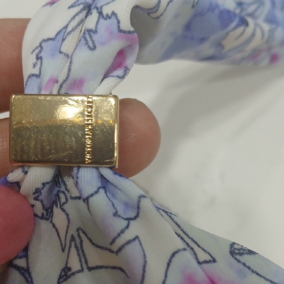 Victoria's Secret Gold Accent Floral Swim Top, Gentle Used Sz 34D - Picture 2 of 6